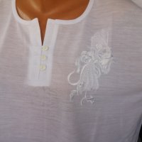 РАЗПРОДАЖБА Бяла блуза с копченца деколтето и бродерия  - 2ХЛ/3ХЛ размер , снимка 5 - Тениски - 37169018