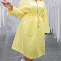 Макси модерно преходно яке/палто с цип, хастар, връзка на талията и джобове в лимонено жълто, снимка 4 - Якета - 42185409