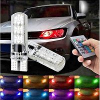 Многоцветни RGB LED крушки за габарити на кола, снимка 4 - Аксесоари и консумативи - 30938059