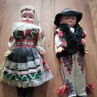 Кукла Lidova Tvorba ,двойка-момиче и момче ,в национални дрехи ,височина 30 см. Чехословакия., снимка 1 - Кукли - 44554151