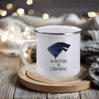Емайлирано канче "Winter is coming", снимка 1 - Подаръци за мъже - 42629919