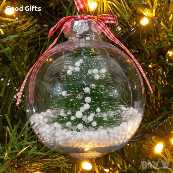 6 броя Прозрачна Топка за украшение за коледна елха, Елха и сняг, снимка 1