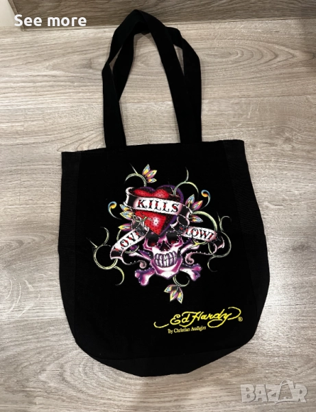 Ed Hardy Черна унисекс чанта от тип торба, снимка 1