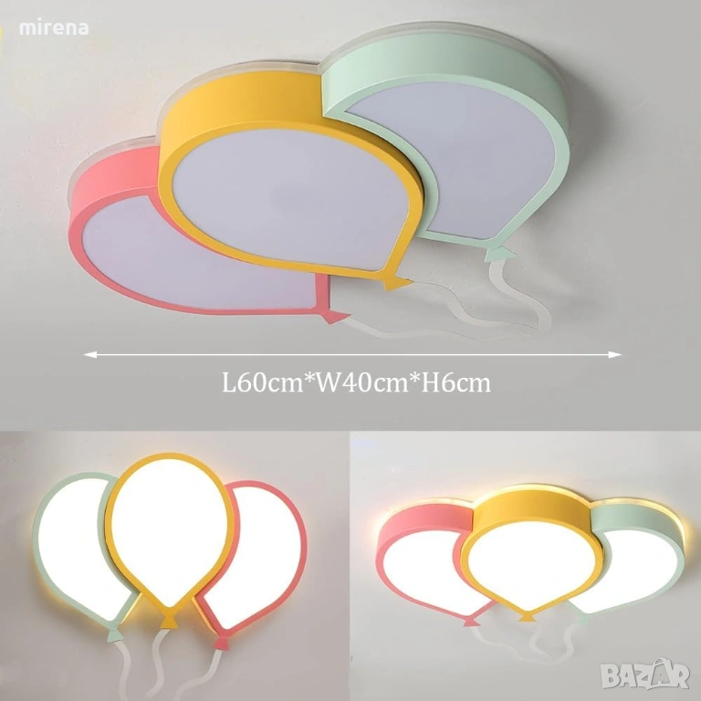 LED ЛЕД детски полилей лампа димируемо дистанционно балон, анимационен, снимка 1