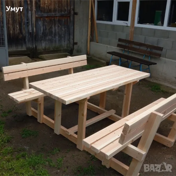 Комплект маса с две пейки , снимка 1