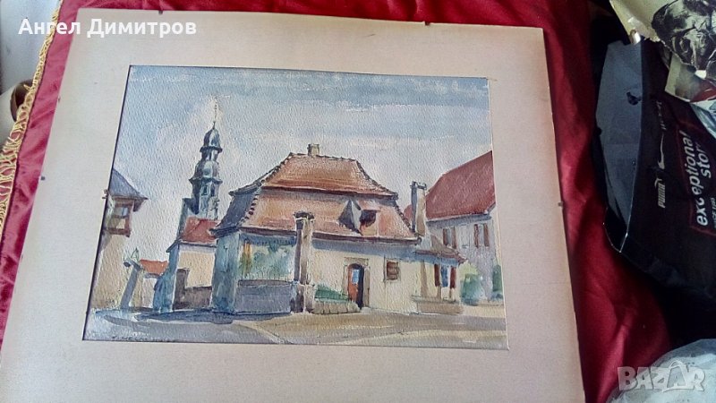 Прекрасна картина акварел 1975 K. Helm, снимка 1