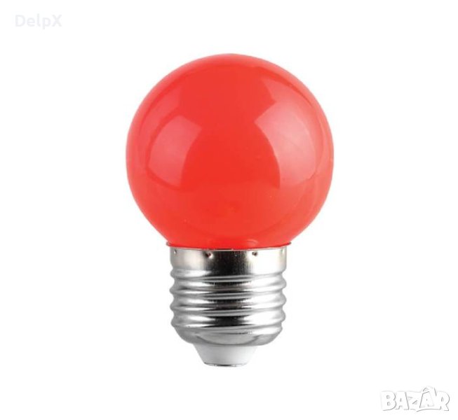Лампа сфера мини, червена, LED, клас F, цокъл E27, 220V, 1W, снимка 1
