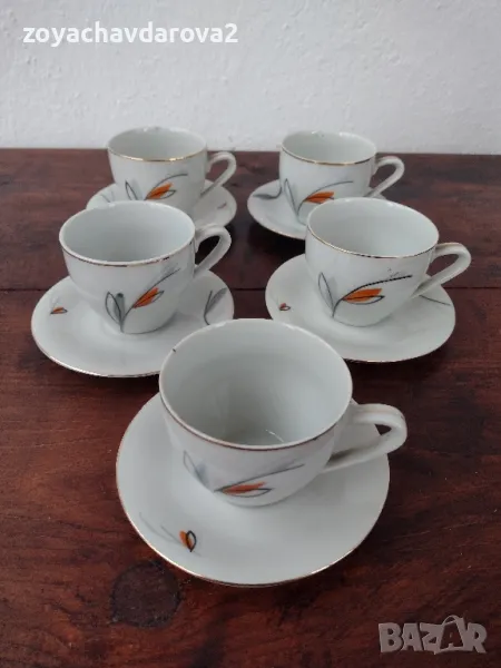 5 БР. ПОРЦЕЛАНОВИ ЧАШКИ С ЧИНИЙКИ ЗА КЪСО КАФЕ, снимка 1