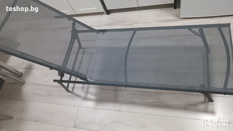 Шезлонг GREEN с регулируема височина до 120 кг 180x55x32/91 см сив, снимка 1