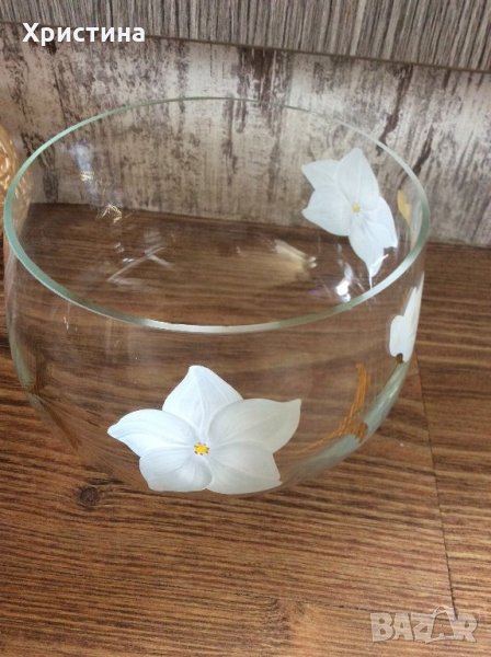 Стъклена ваза-купа, снимка 1
