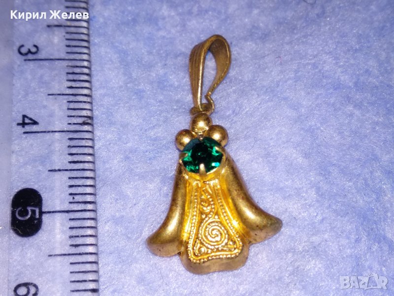 СТАРИНЕН ПОЗЛАТЕН СКЪПОЦЕНЕН ОРНАМЕНТИРАН МЕДЕН МЕДАЛЬОН с ЮВЕЛИРНО ФАСЕТИРАН ПЕРИДОТ ОЛИВИН 37033, снимка 1