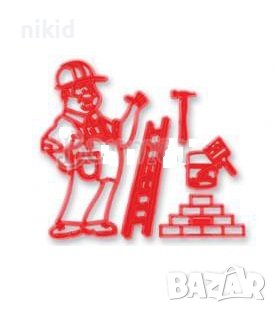 Строител инструменти пластмасова форма форми сет щампа печат печати резец резци декор торта фондан, снимка 1