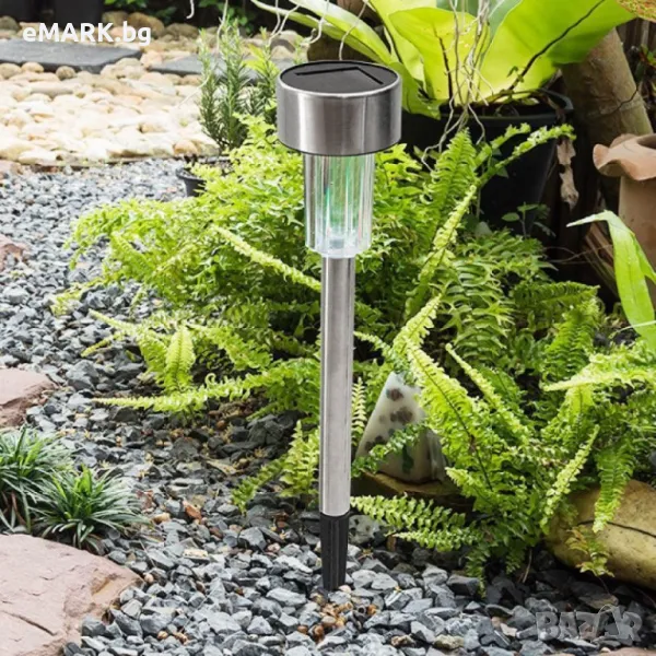 Комплект от 10 броя соларни лампи за алея с вграден сензор за светлина с автоматично включване, снимка 1