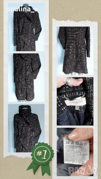 Karen Millen / Палто с висока яка и жабо / букле / вълна , снимка 1