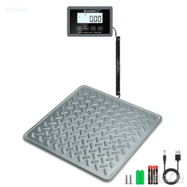 UNIWEIGH 200 кг, Цифрова везна за пощенски пратки, батерии и USB, сива, снимка 1