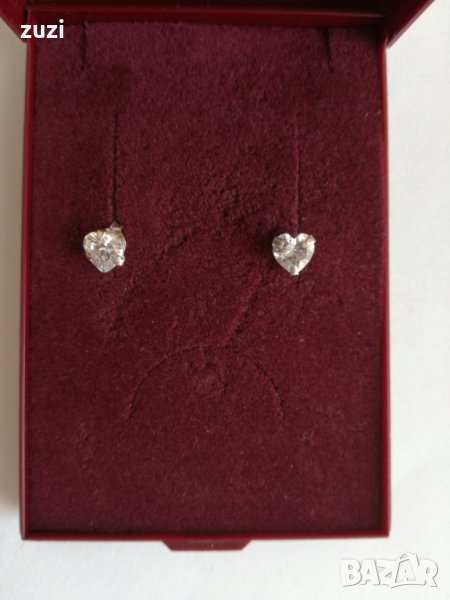 Сребърни обеци с цирконий- сребро проба 925, снимка 1
