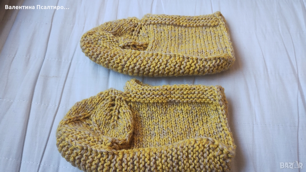 Дамски плетени терлици модел три листенца , снимка 1