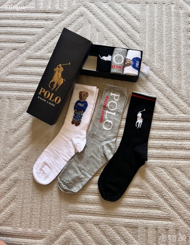 унисекс цветни дълги чорапи в кутия ,6 чифта polo, снимка 1