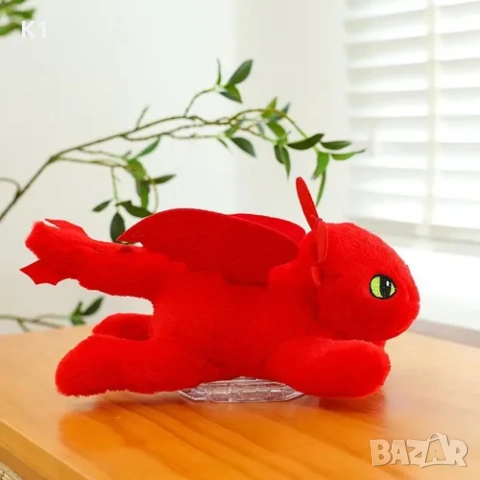 Плюшена играчка Как да си дресираш Дракон син/червен цвят плюшен Дракон , снимка 3 - Плюшени играчки - 51995754