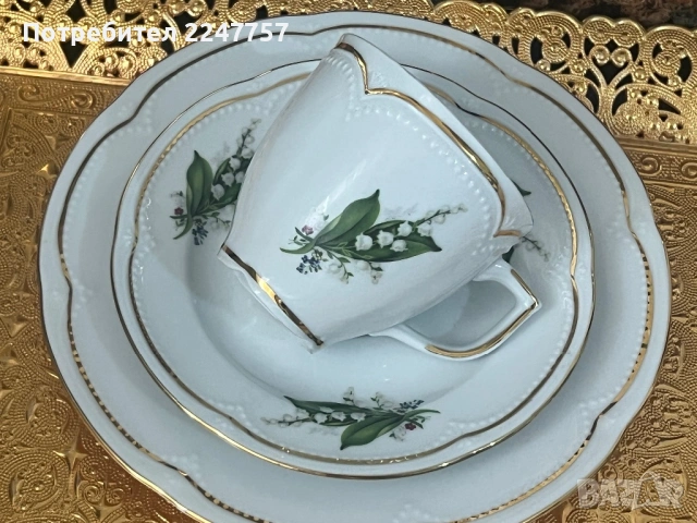 Троен сет порцелан Момина сълза, снимка 6 - Антикварни и старинни предмети - 52930751