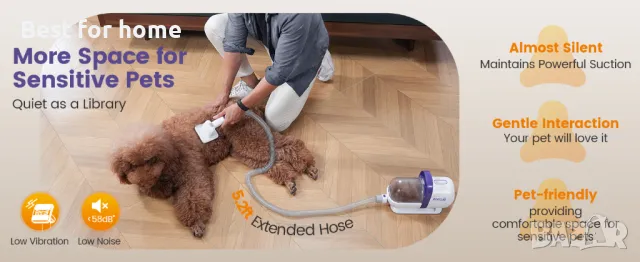 Грууминг вакуумна станция за кучета и котки от Oneisall Pet grooming vacuum kit LM5, снимка 4 - Други стоки за животни - 48460318