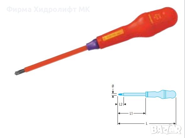 FACOM ADYB.1X100VE Отвертка високоволтова Pozidriv 1000V, снимка 2 - Отвертки - 30932408