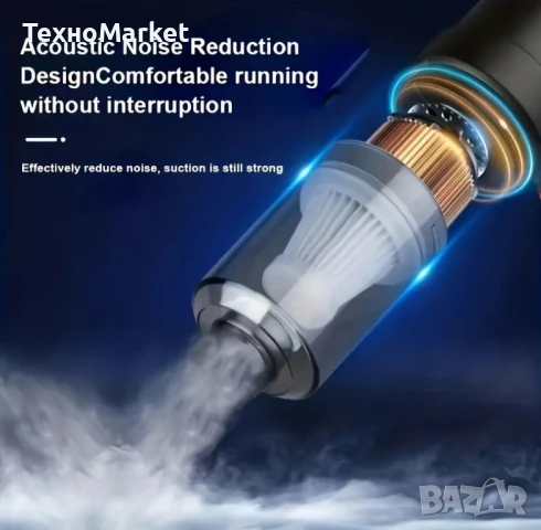 Малка мощна Безжична автомобилна прахосмукачка 2800mAh Гаранция 24 месеца , снимка 7 - Аксесоари и консумативи - 50637494