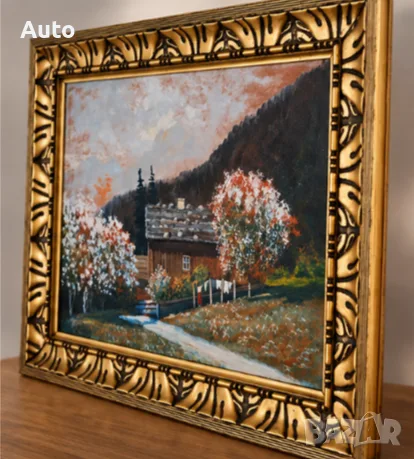 Стара алпийска картина „Aus dem Prättigau“ – маслени бои, Швейцария, 60 × 45 см, снимка 2 - Картини - 56183917
