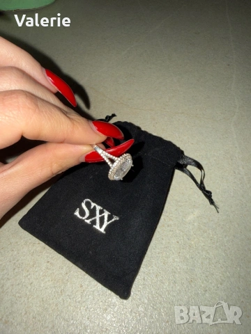 Сребърен пръстен с голям циркон проба 925 от SXY, снимка 4 - Пръстени - 53221479