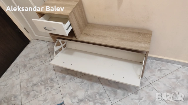 Стилно портманто "сонома и бяло" с огледало – добро състояние, снимка 3 - Портманта - 54171083