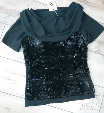 блуза с къс ръкав и пайети, снимка 7 - Тениски - 30547161