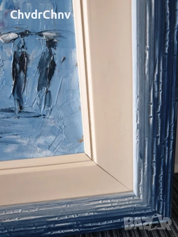 51х41см/малка картина масло върху фазер/градски пейзаж-Лондон/дървена рамка, снимка 6 - Картини - 50853106