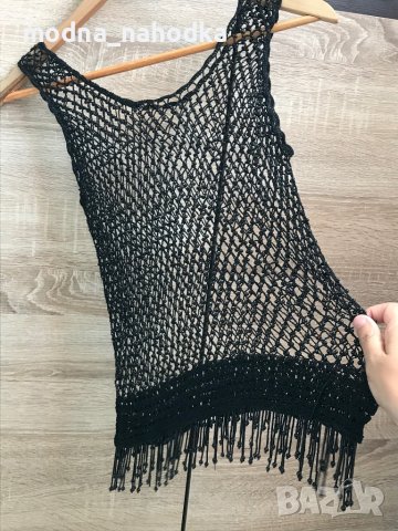 Уникален мрежест топ с мъниста, снимка 3 - Корсети, бюстиета, топове - 37203553