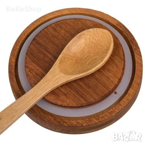 Буркан с бамбуков капак и лъжичка-500 мл./буркан за кафе/буркан за подправки, снимка 2 - Аксесоари за кухня - 50315471
