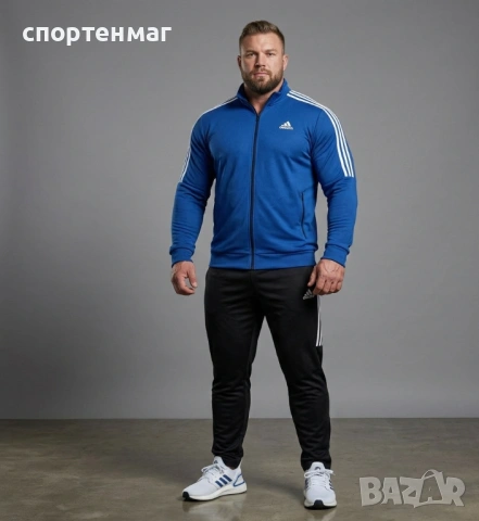Мъжки анцуг полиамид ADIDAS CLASSIC син М до 6XL РЕАЛНО ГОЛЕМИ РАЗМЕРИ, снимка 2 - Спортни дрехи, екипи - 47998736