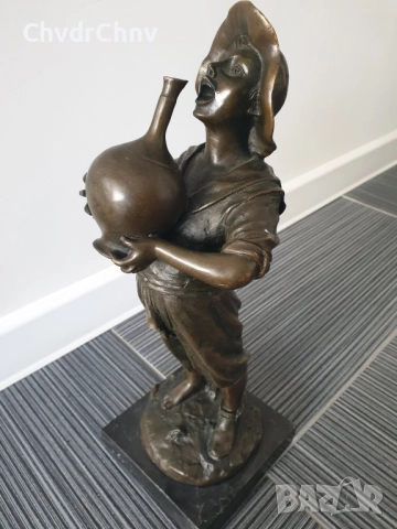 40см-6кг Barbella статуетка/стара италианска бронзова скулптура/фигура на момче пиещо от стомна