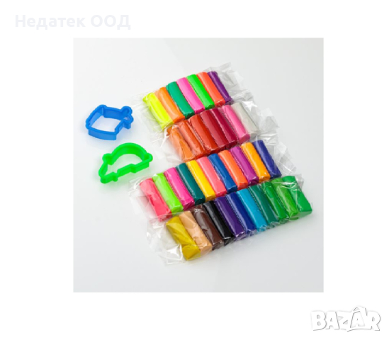  Кофа с пластелин, 36 различни неонови цвята и форми, 38 бр., снимка 2 - Пластелини, моделини и пясъци - 44630424