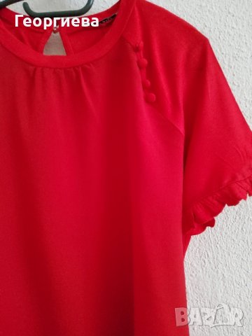 Червена блуза с копчeта, снимка 4 - Туники - 37967277