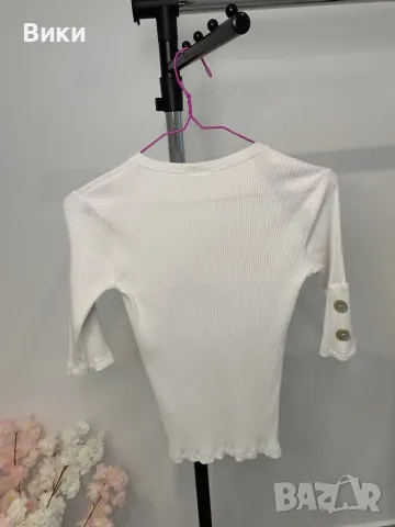 Бяла тениска рипс размер М, подходяща и за S, снимка 5 - Тениски - 50085935
