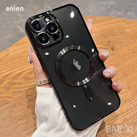 Магнитен MagSafe удароустойчив кейс за iPhone 15 PRO MAX / Черен, снимка 2 - Калъфи, кейсове - 42432026