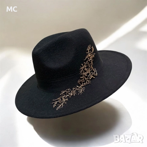 Дамска шапка федора, снимка 3 - Шапки - 52641570