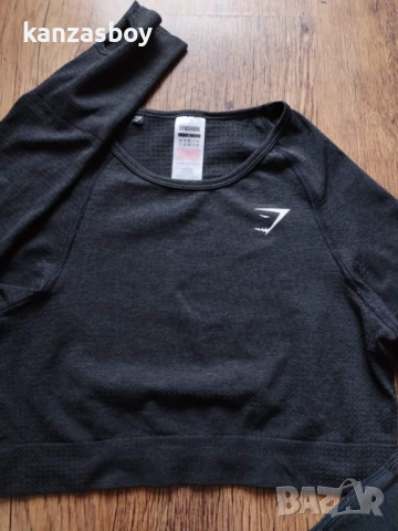 Gymshark Vital Crop Top - дамска фитнес блуза КАТО НОВА Л, снимка 3 - Блузи с дълъг ръкав и пуловери - 53890257