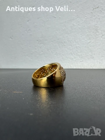 Сребърен пръстен с позлата и циркони №7090 , снимка 7 - Пръстени - 50789840