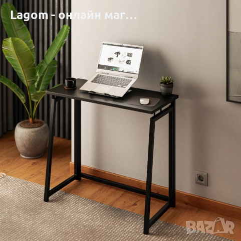 Сгъваемо бюро за компютър Ruhhy 26117 Черен, стил Лофт, снимка 2 - Бюра - 52562806