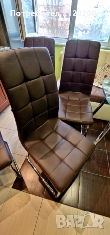 Стъклена трапезна маса с четири стола, снимка 4 - Маси - 53926993