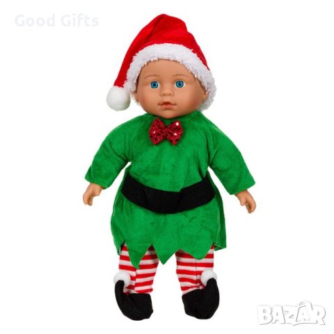 Детска кукла бебе, Коледен елф, 35см