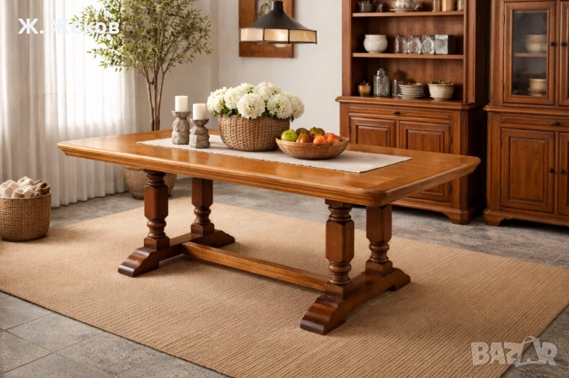 МАСИВНА ДЪРВЕНА ТРАПЕЗНА МАСА - стил и здравина