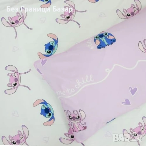 Нов двулицев спален комплект единичен с калъфка за детска стая с Disney Lilo Stitch Стич герой, снимка 7 - Спално бельо - 54101453