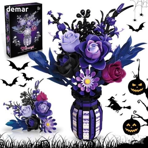 Комплект за сглобяване на букет от лилави рози, изкуствени цветя, подарък