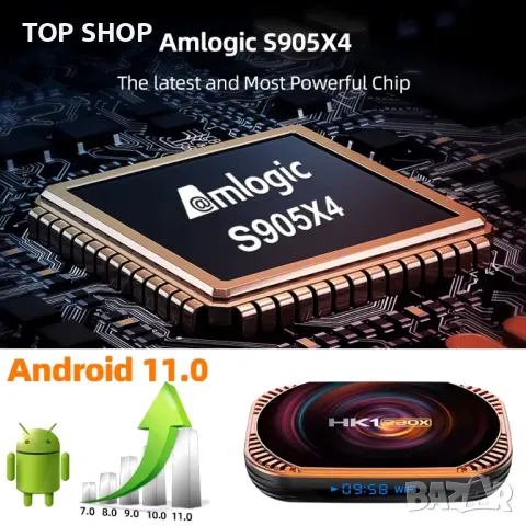 HK1 RBox X4, Amlogic 905X4, Smart TV Box Android 11, 8K 4GB Ram, 32GB, снимка 3 - Приемници и антени - 49111114